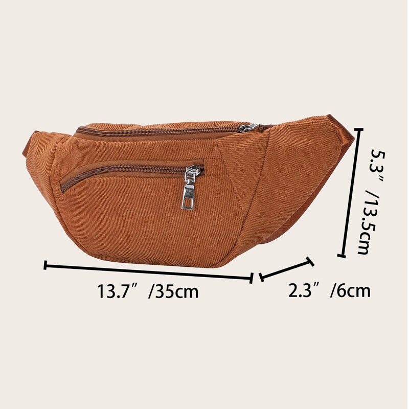 Marsupio in velluto a coste da donna borsa a tracolla con cerniera Casual borsa da viaggio sportiva semplice da viaggio borsa da cintura moda telefono marsupio