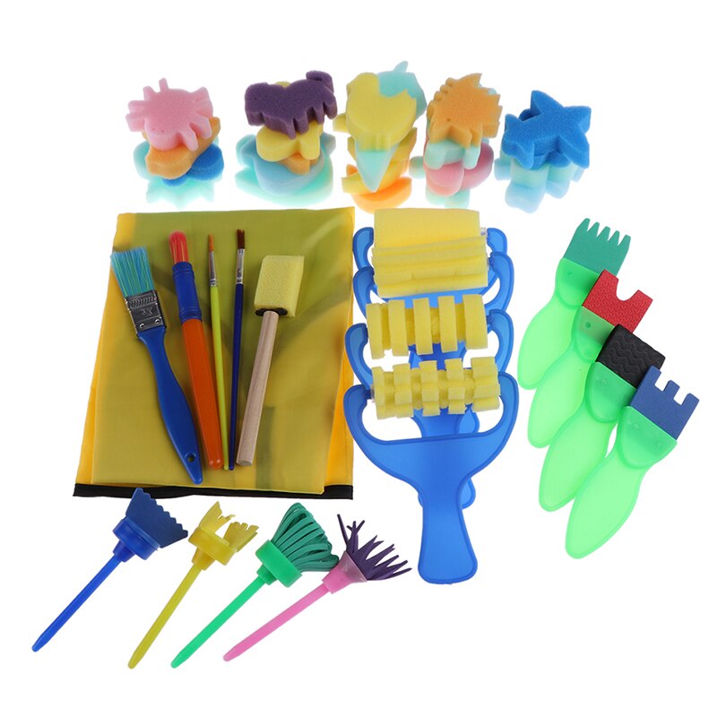 48 stks/set DIY Schilderen Gereedschap Postzegels Speelgoed Bloem Stempel Spons Borstel Set Art Supplies Voor Kinderen