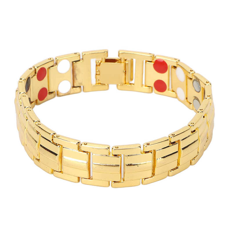 Titan Stahl Therapie Armbänder Magnet Therapie Armbänder reduzieren statisch Elektrizität verbessern Schlaf doppelt Reihe Magnete Pro Männer Pro: Gold
