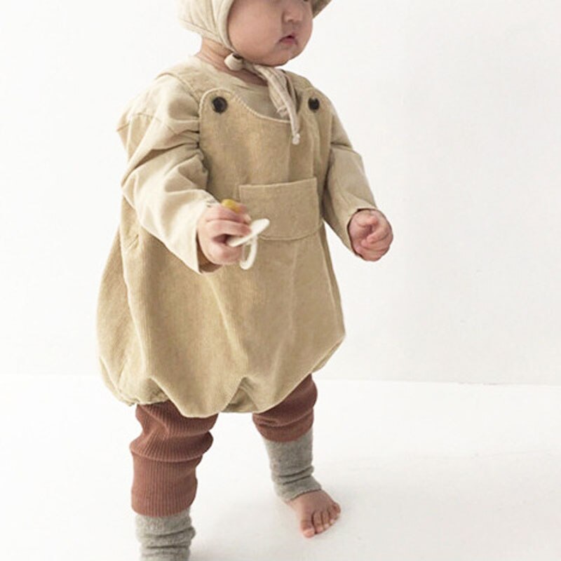 Herfst Baby Bodysuits Corduroy Baby Body Knoppen Stijl Peuter Jongens Een Stuk