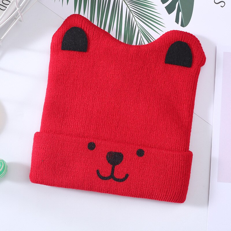 Kinderen 3d beren cartoon mutsen lente en herfst jongens meisjes mutsen gebreide mutsen winter warme effen kleur kindermutsen: 02