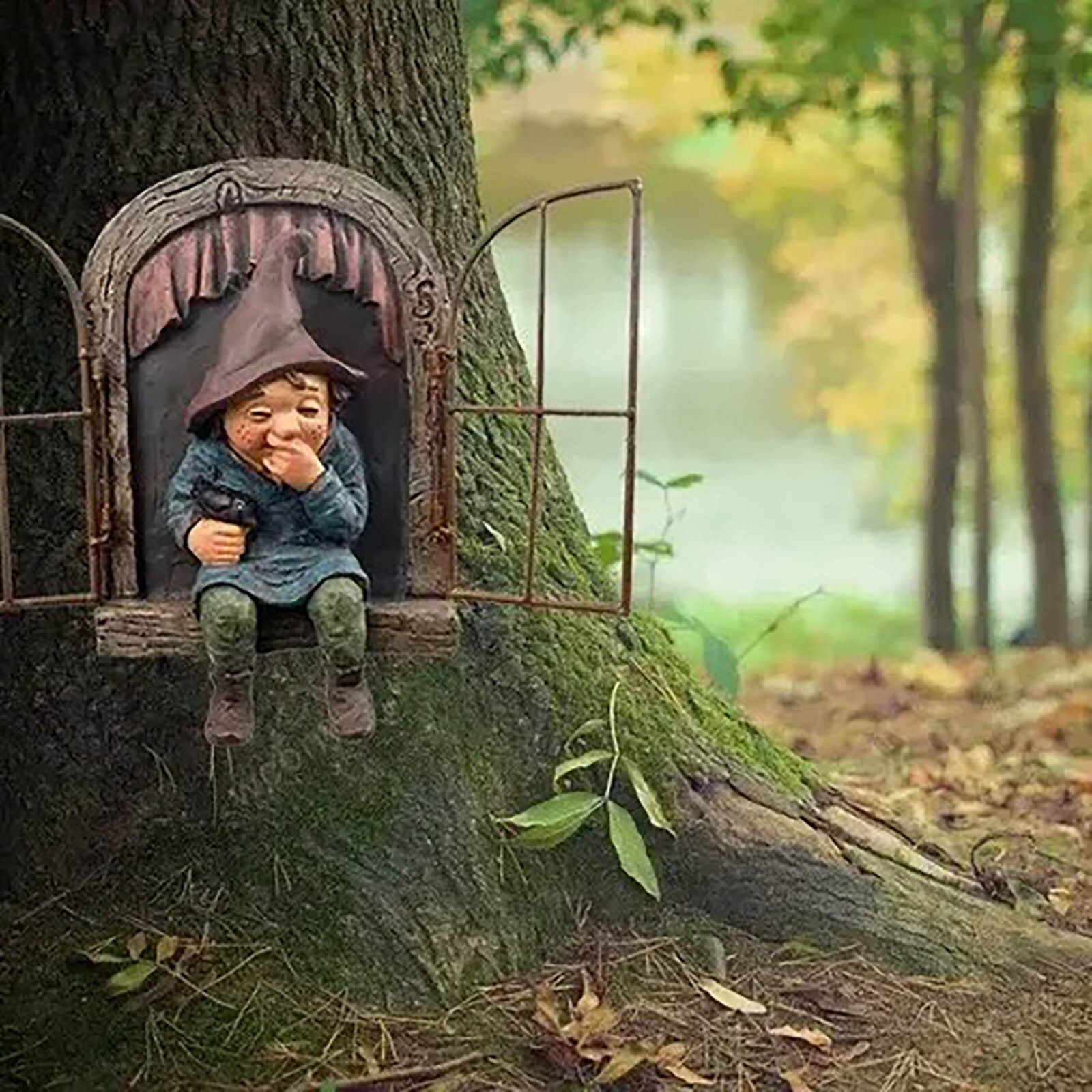 40 # Ondeugende Tuin Gnome Voyeur, Grappige Tuin Boom Decoratie Sculptuur Yard Art Tuin Peeker Interessante Tuin Decoratie