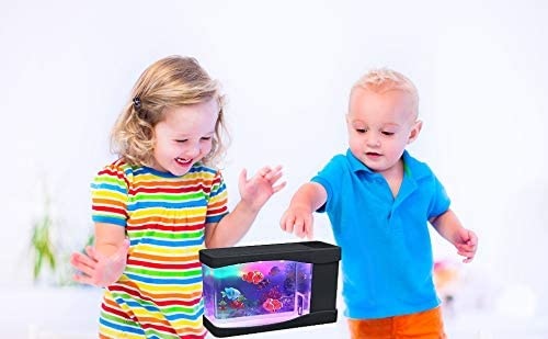 Mini acuario Artificial con luz LED para natación, pecera sensorial multicolor con burbujas, caja de peces, novedad de