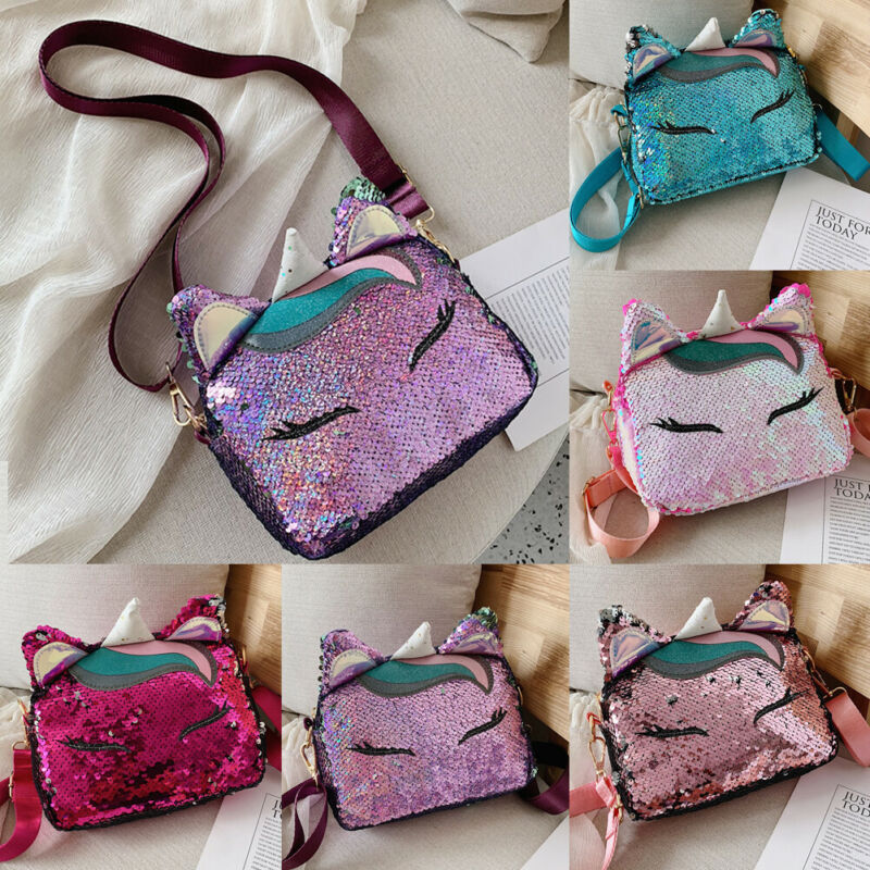 Brand Eenhoorn Handtassen voor Meisjes Reizen Vrouwen Cartoon Printing Schoudertassen Pailletten lederen Luxe Crossbody tas