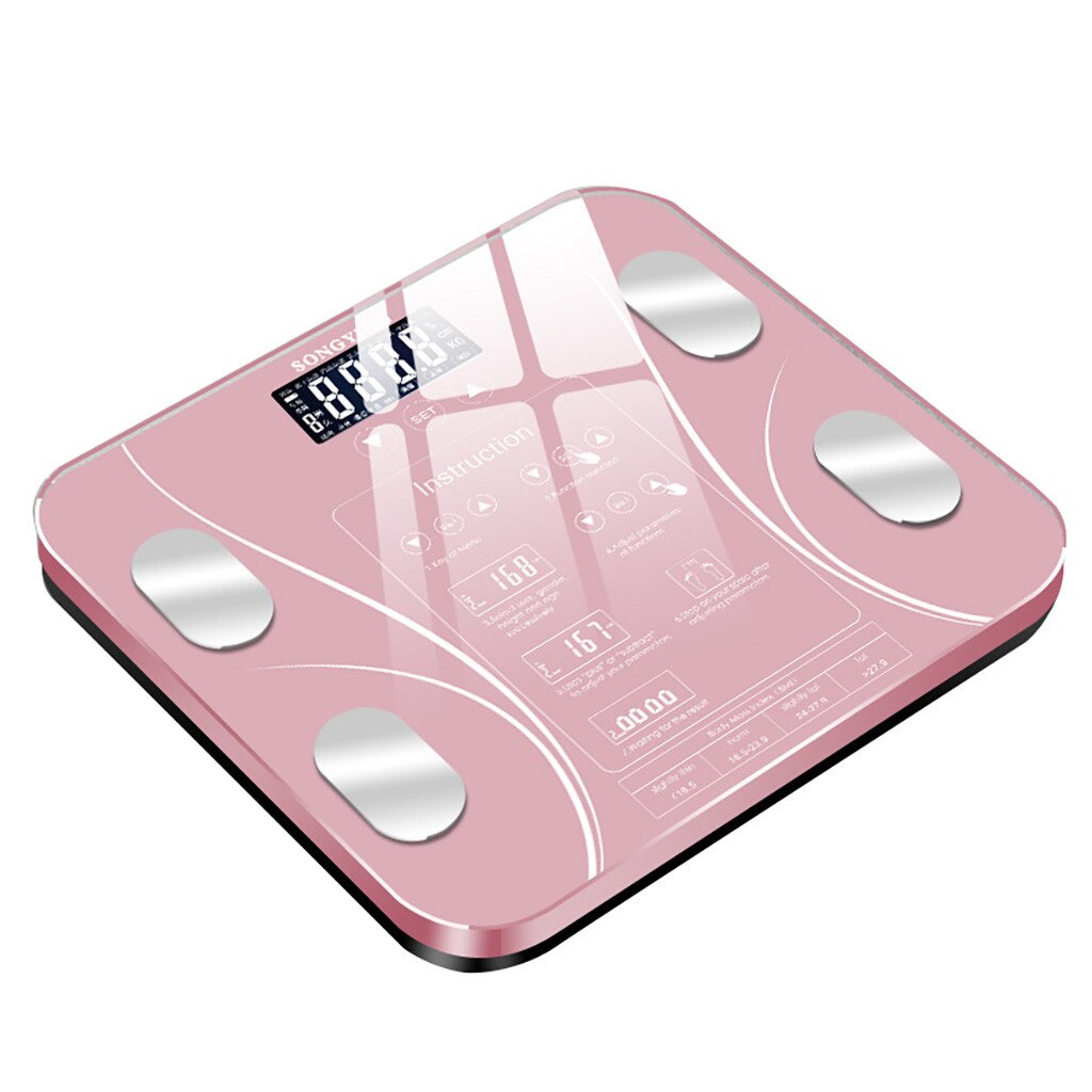 Weight Scale Home Electronic Scale Multi-Function Human Floor Science Intelligent Electronic LED Digital Bathroom Scale #YL5: Pink
