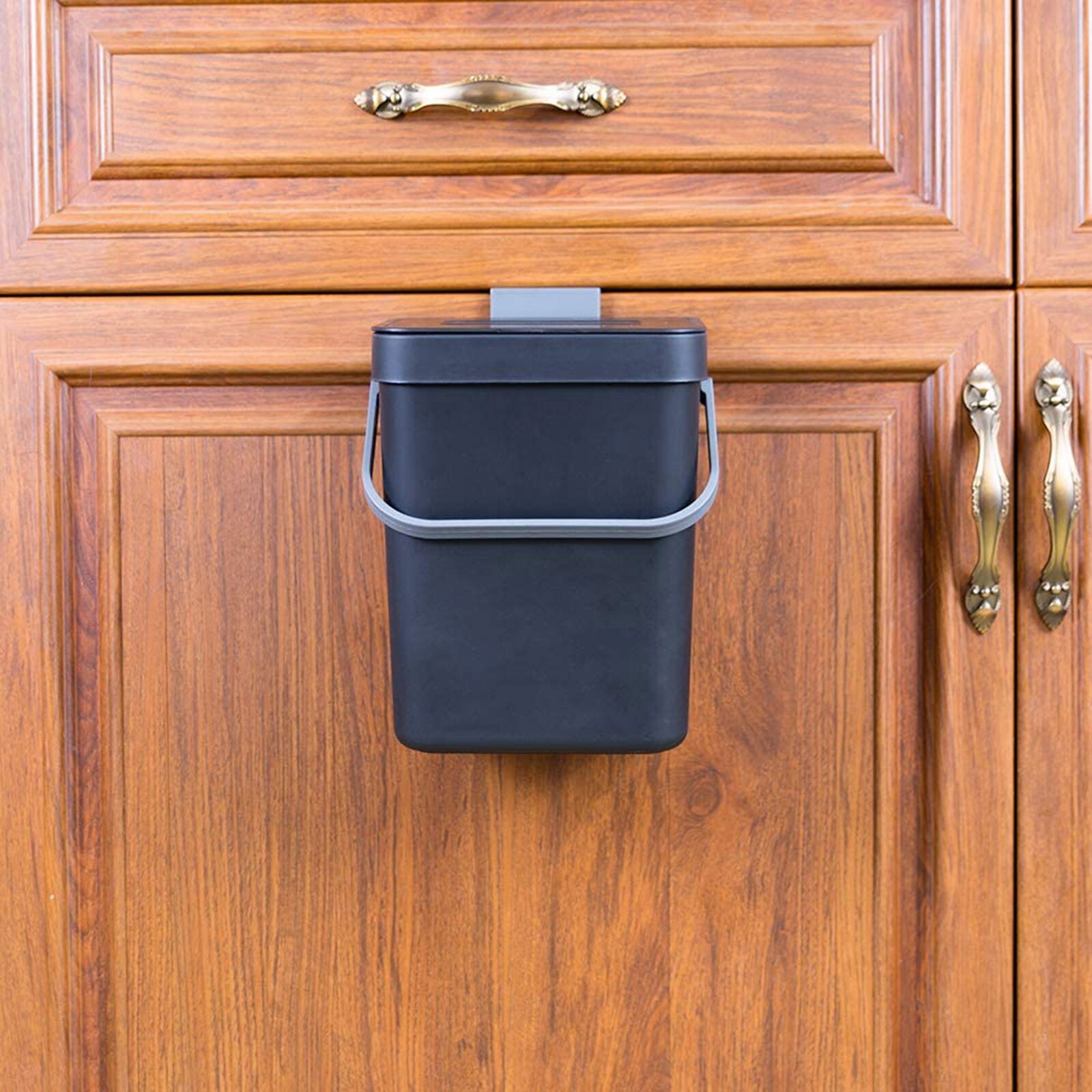 ing Trash Can Small Kitchen Waste Bin Cabinet Mini Garbage Can for Home/Car/Bathroom/Office/Bedroom/Camping: Black 5L