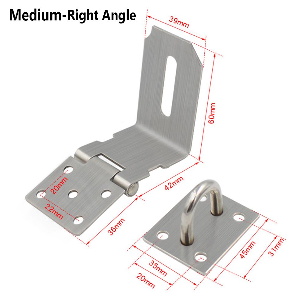 Hangslot Hasp Deur Sluiting Lock 90 Graden Haakse Schuur Gate Klink Huishoudelijke Anti-inbraak Bolt Deur Gesp Met montage Schroef: Zilver