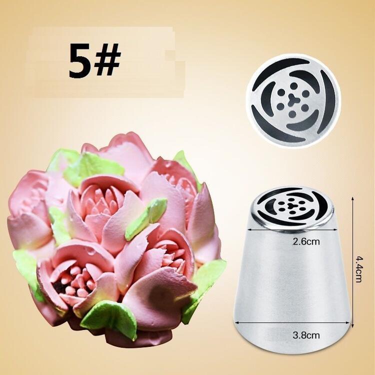 Boquillas para manga pastelera de flores de acero inoxidable, herramienta para hornear pasteles, magdalenas, herramientas de decoración de pasteles, 1 Uds.: 5