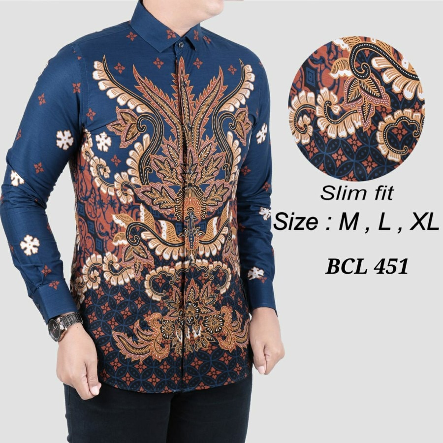 Men's batik shirt. 100% authentic handmade manual, BLUE BROWN