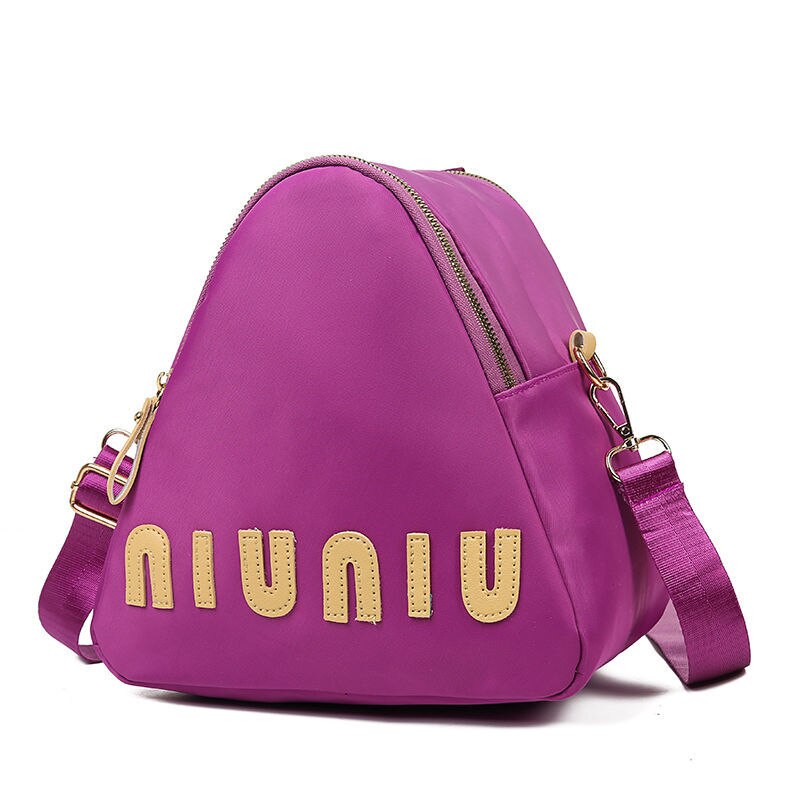 Multifunctional Oxford cloth messenger bag women's casual waterproof nylon bag triangle travel shoulder bag travel shoulder bag: Purple