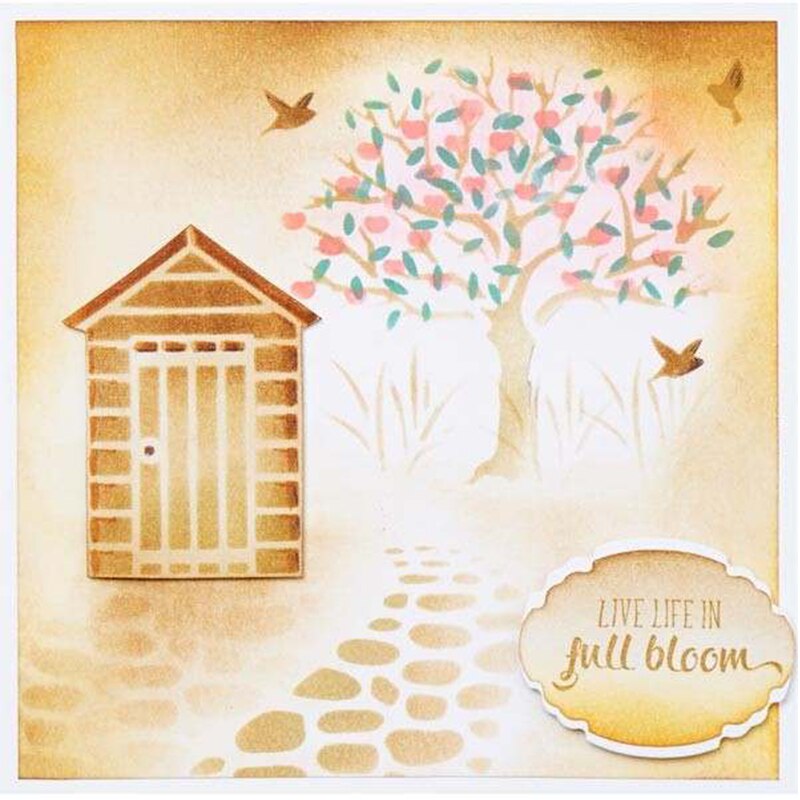 6x6inch Country Scene Plastic Stencils For DIY Scrapbooking Decorative Embossing Paper Card Craft Plastic Template Drawing Sheet