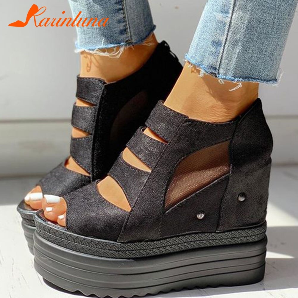 Karinluna Binnen Hoge Hakken Leisure Platform Zomer Laarzen Vrouwen Schoenen Booties Vrouwelijke Sandaal