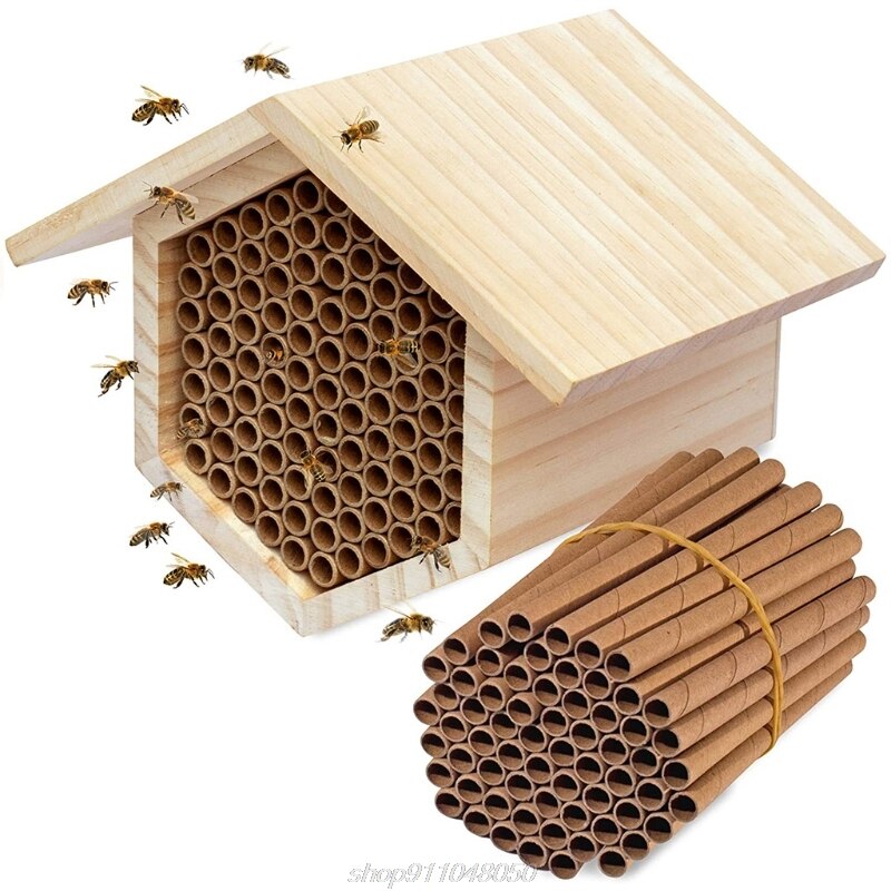 50Pcs Bee House Tubes Refill Bee Paper Tube Liners for Insect Nest Beehive House Garden Pollinator Bee House A08 21