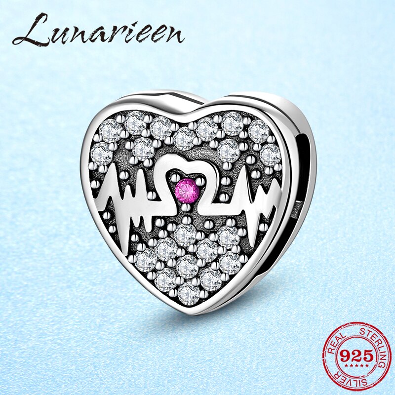 Neue 925 Sterling Silve Zirkon Herz form Perlen Clip für Schmuck Herstellung passend Reflexion Armbänder DIY Valentinstag