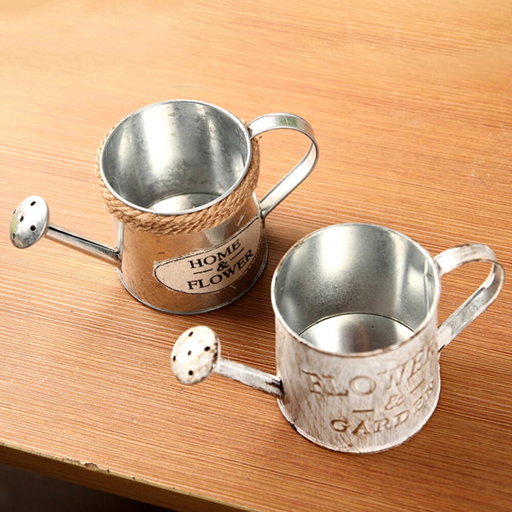 Regadera de jardín dorado, botella de agua de hierro y Metal Vintage, maceta Bucke para regar plantas, flores, decoración del hogar