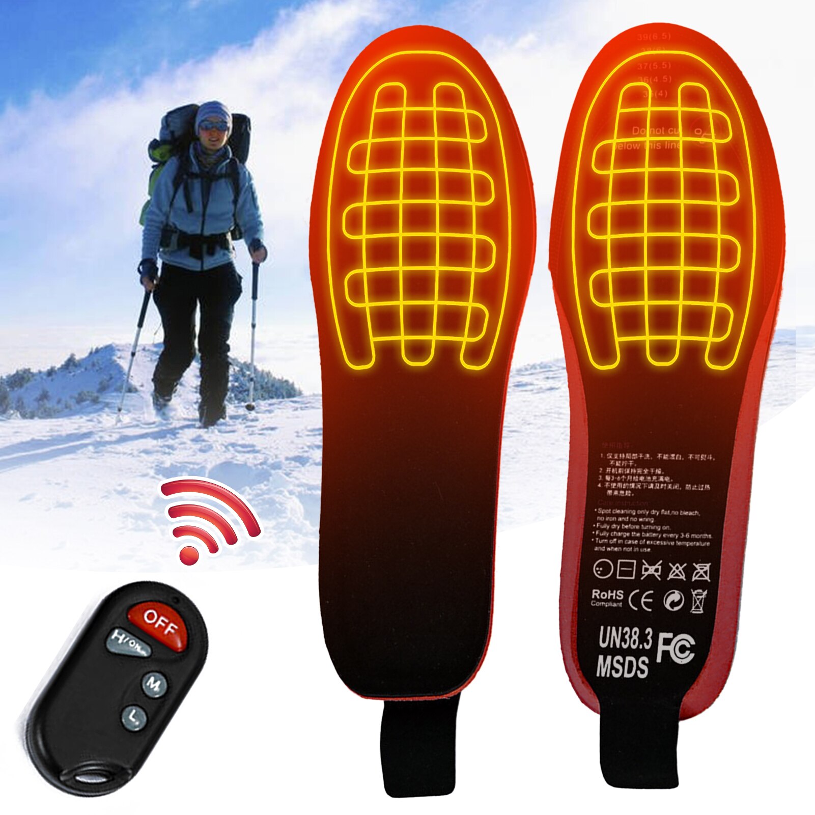 Palmilhas aquecidas elétricas da sapata do aquecimento recarregável de usb palmilhas cortável do inverno do controle remoto inteligente palmilha quente para esportes ao ar livre