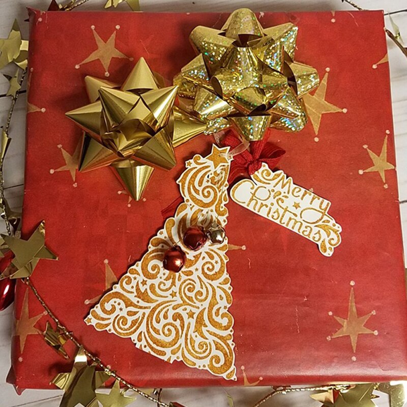 Christmas Tree Stencil for DIY Scrapbooking Embossing Paper Cards Making Decorative Crafts Plastic Drawing Sheets Template 6x6in