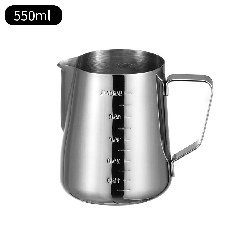 Mjölkskumningskanna i rostfritt stål 350/550/900ml espressokaffe kanna hantverkskaffe latte mjölkskumningskanna tillbringare: 550ml