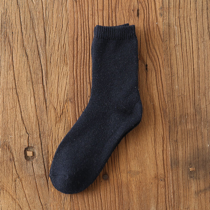 Man mysig kashmir vinter herr tjocka strumpor vinter varmt golv fluffiga strumpor ull chaussette homme enfärgad herr strumpor calcetines: Tjockna blått