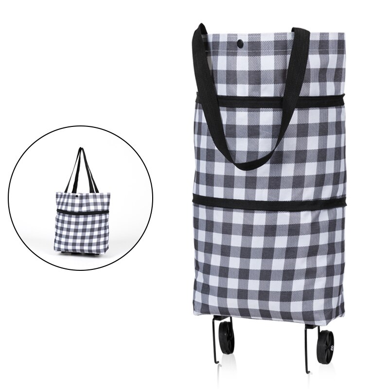 Bolso plegable con ruedas para compras, bolsa de comestibles reutilizable, organizador de alimentos y verduras: Z2254C