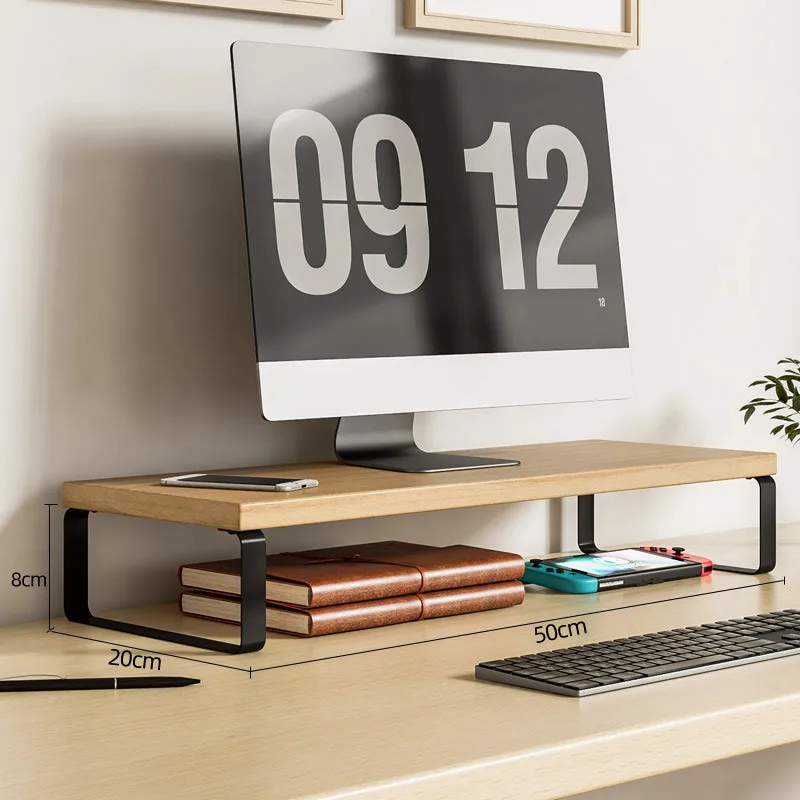 Wooden Monitor Lifting Rack Base Support Cushion Rack Computer Heightening Bracket Office Multifuncte Desktop Storage Rack: Orange