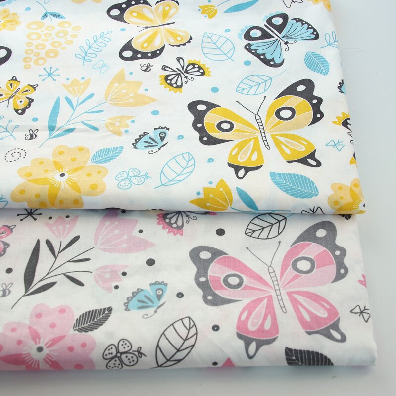 Butterfly Printed Cotton fabric DIY sewing uphostery craft for Baby&Children Quilting Sheets Dress Material