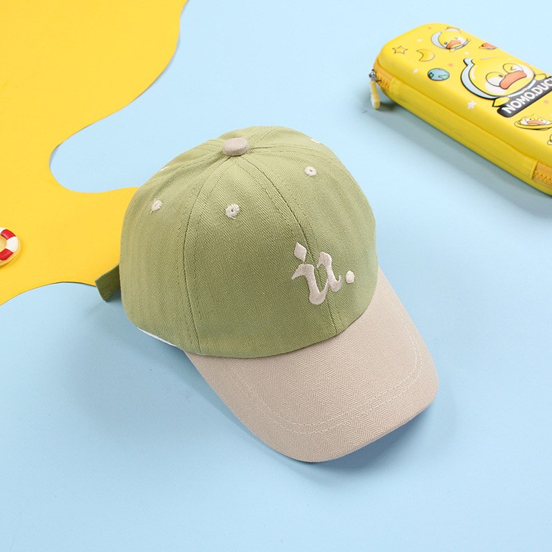 Gorra de béisbol con letras para niños y niñas, gorro de béisbol con letras de coreana, ajustable, para deportes al aire libre, de 1 a 4 años: green