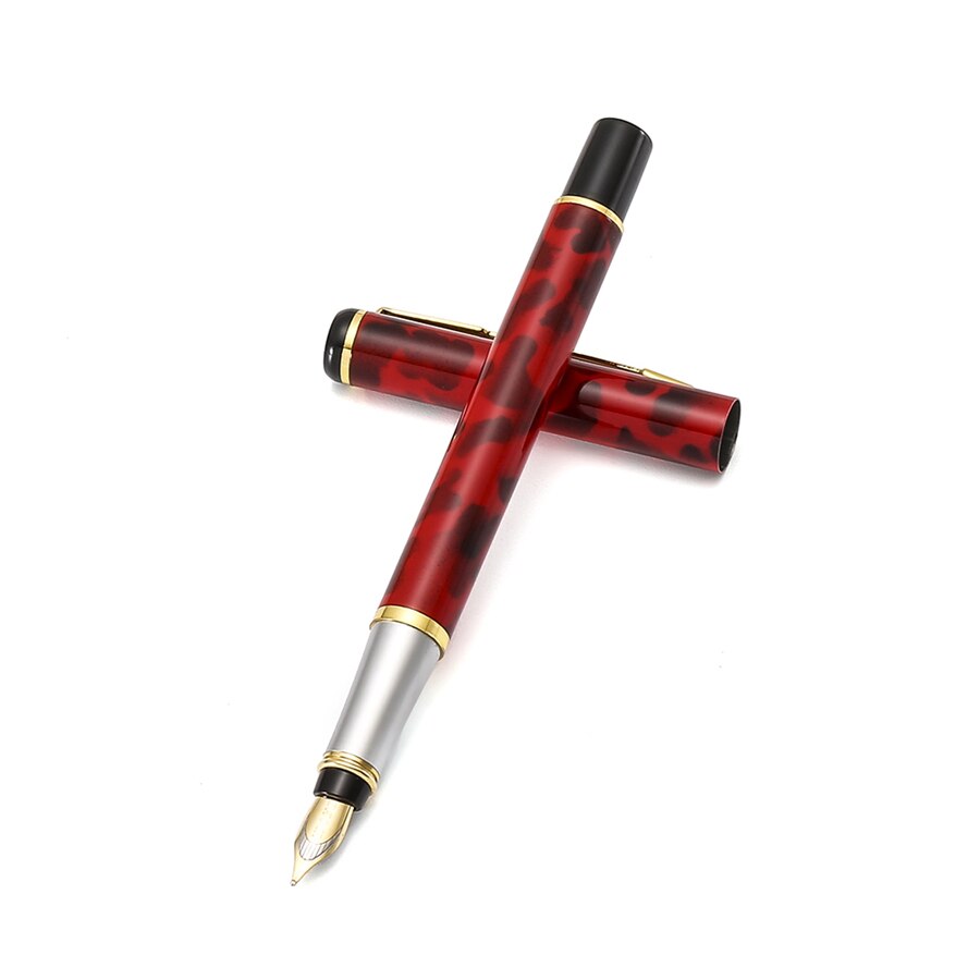 Baoer [Brilliant] Vulpen, Luipaard Patroon Vergulden Vat, Gouden Pijl Clip, Medium Nib, kantoor School Student A6260: Red