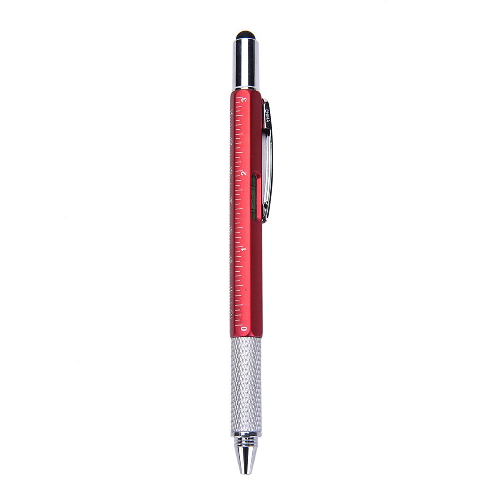 6 In 1 Sensitivity Stylus Pen Touch Screen Stylus Ball Dash Pen Tool Level Screwdriver Stylus Penball Ballpoint Pen: Red
