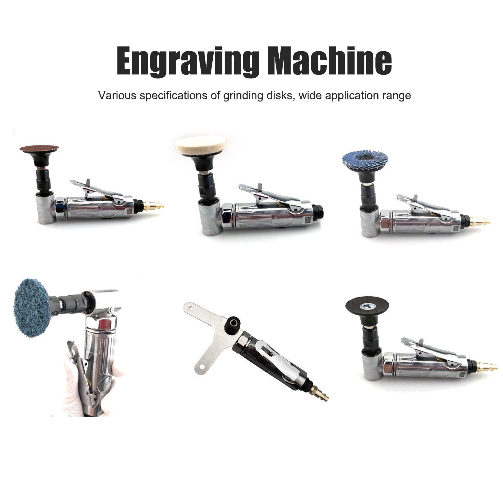 1/4in Air Die Grinder Pneumatic Polisher 90 degree Bend Angle Grinder Angle Pneumatic Grinding Polishing Tool with Emery Disk