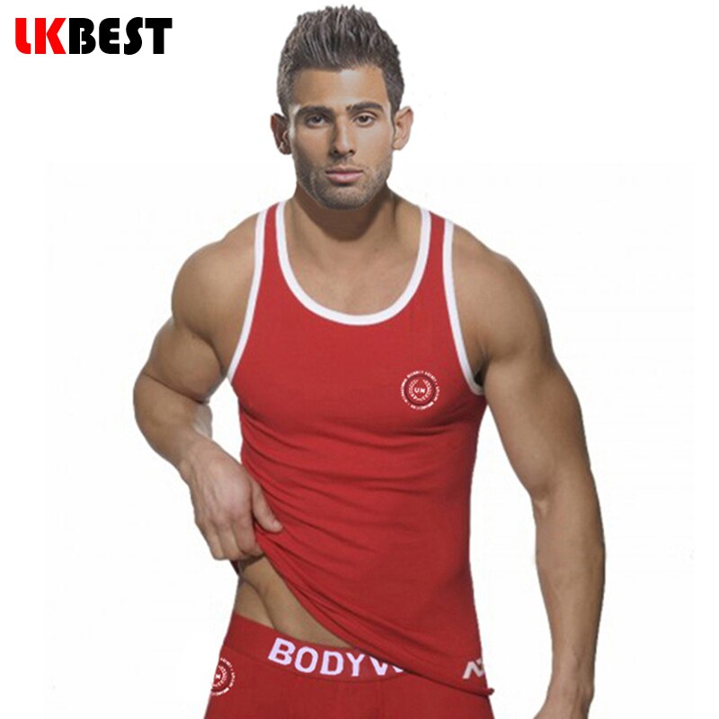Lkbest menns tank-tops casual bomull herre vest world police mønster underskjorte herre merke klær 3 farger m-xxl (n -191)