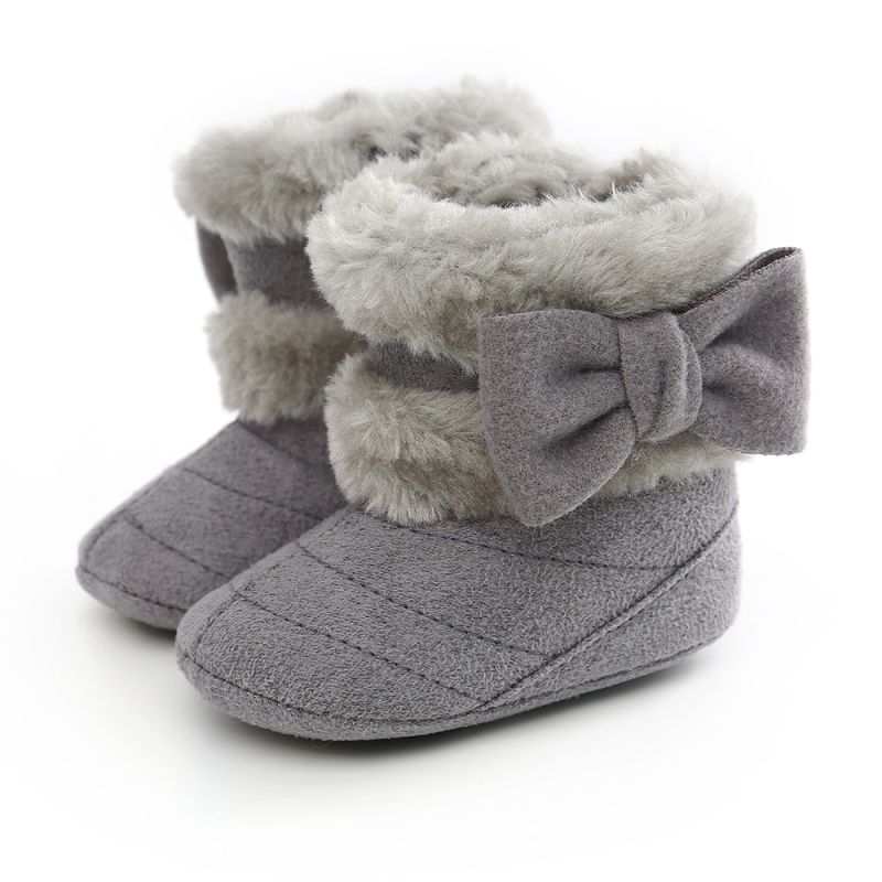 WEIXINBUY Infante Appena Nato Del Bambino Delle Ragazze di Inverno Arco Caldo di Pelliccia di Lunghezza a Metà Polpaccio Slip-On Stivali di Pelliccia 0- 18M