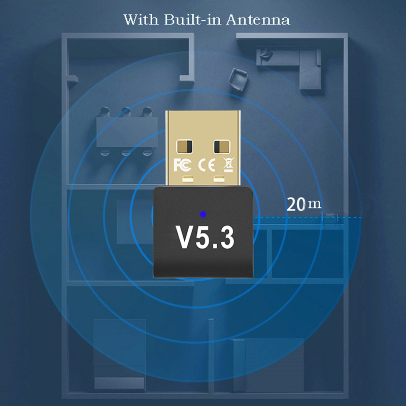 With Bluetooth Dongle BT5.3 Computer USB External Adapter Wireless Connect Earphone Speaker Mouse Game Grip Printer Mobile Phone