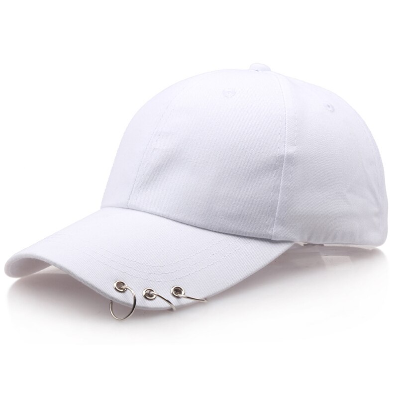 Hip Hop Baseball Cap Voor Vrouwen Mannen Punk Piercing Ring Snapback Hoed Lente Zomer Outdoor Ongedwongen Zonnehoed: white