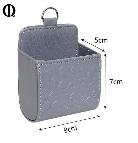 PU Leather Car Outlet Air Vent Trash Box Auto Mobile Phone Holder Bag Pouch Organizer Hanging Box for Car Supplies Car Styling: Gray