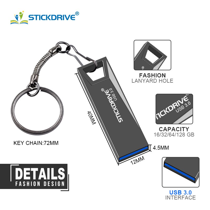 Métal usb 3.0 clé usb clé usb étanche usb3.0 128gb clé usb 64GB 32GB 16GB 8GB 4GB lecteur de stylo logo gratuit