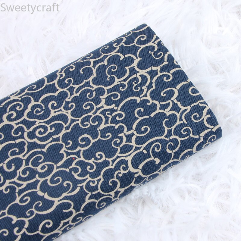 110*45cm dikke katoenen stoffen japanse marineblauwe printstof voor het naaien van handgemaakte doe-het-zelf mond gouden verpakking tas bankdoek materiaal