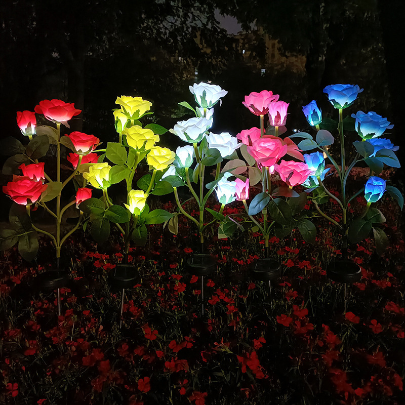 5 hoder solcellelamper utendørs dekorative solcellelamper roseblomst plenlampe til hage terrasse hagedekor