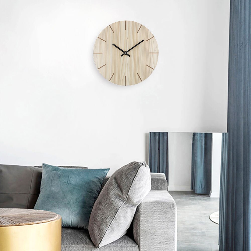 Modern Wall Clock Round Wooden Digital Wall Clock Silent Living Room Wall Decor Home Decoration Watch Wall