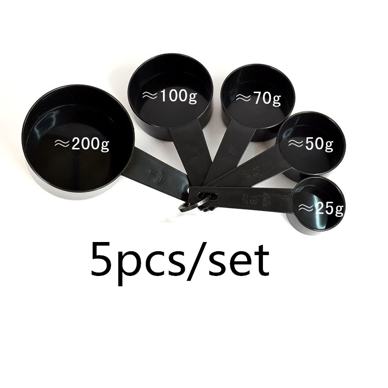 5/10 Uds cucharas de medir de cocina cucharadita de café cucharada de azúcar pastel hornear harina tazas de medir cocina utensilios de cocina: black-5pcs cup