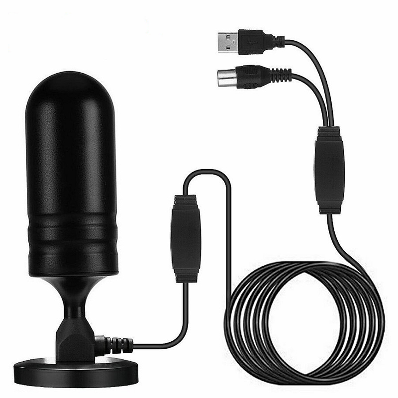 Antena de TV Digital HD para DVBT, DVBT, ATSC, TV ISDBT, VHF-Band III, 174-230MHz, UHF, 470-862 MHz: Preto