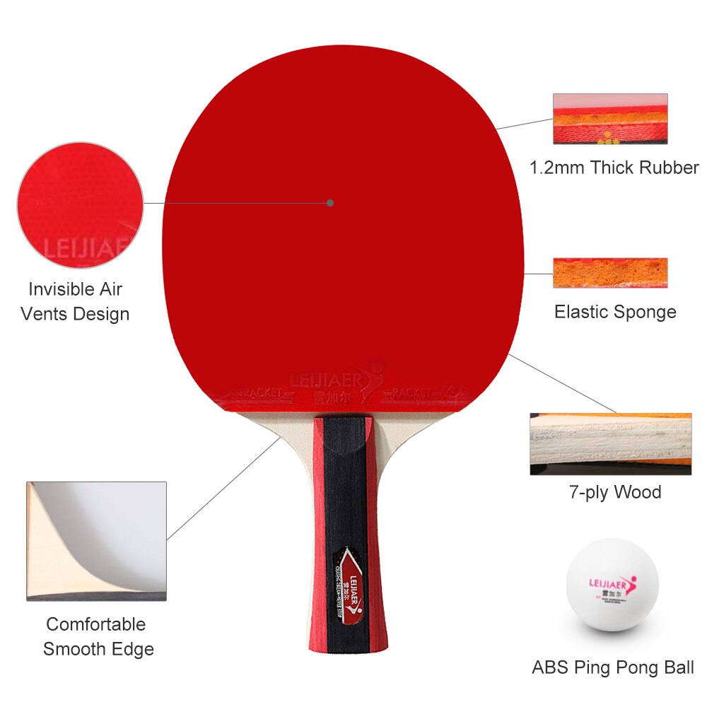 2Pcs/Lot Table Tennis Bat Racket Ping Pong Paddle Racket Set Double Face Pimples In Long Handle With Bag 3 Balls