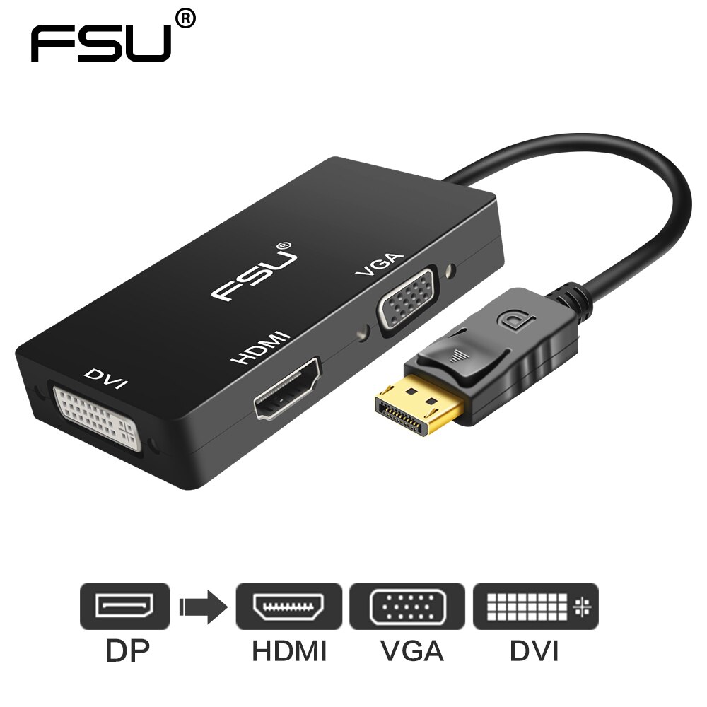 3 In 1 Displayport Dp Naar Dvi Hdmi Vga Adapter Man-vrouw 1080P Hd Display Port Converter Kabel voor Tv Pc Monitor Projector