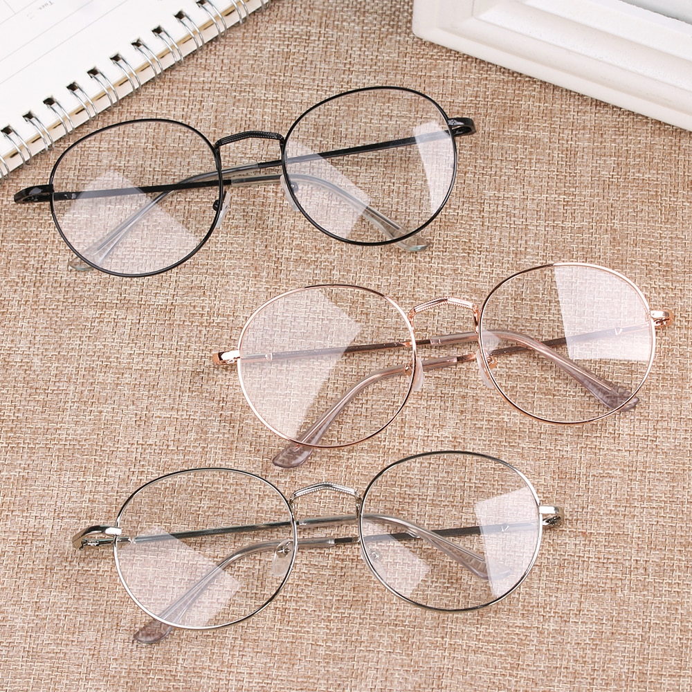 1 Pc Mode Metalen Vintage Ronde Bril Unisex Oversized Frame Optische Glazen Bril Vision Care Brillen Accessoires