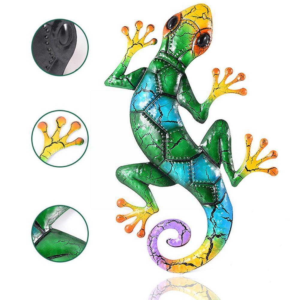 Salamanquesa de Metal colgante Color mate Crack lagarto decoración del jardín estatua de patio al aire libre J1d7