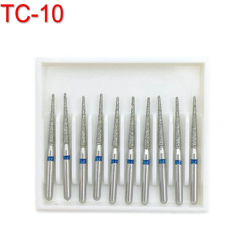 10 pièces fraises diamantées dentaires FG 1.6mm forets à grande vitesse pour pièce à main à grande vitesse TC-10 moyenne