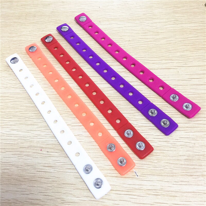 10 pcs, 195MM LengthX15MM Breedte, Voor Chirlden Siliconen Polsbandjes Armbanden Fit Schoen Charmes, Feestartikelen,