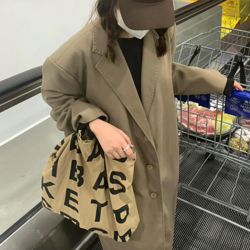 2021 nova simples e versátil carta saco de lona grande capacidade saco de compras preguiçoso bolsa moda feminina