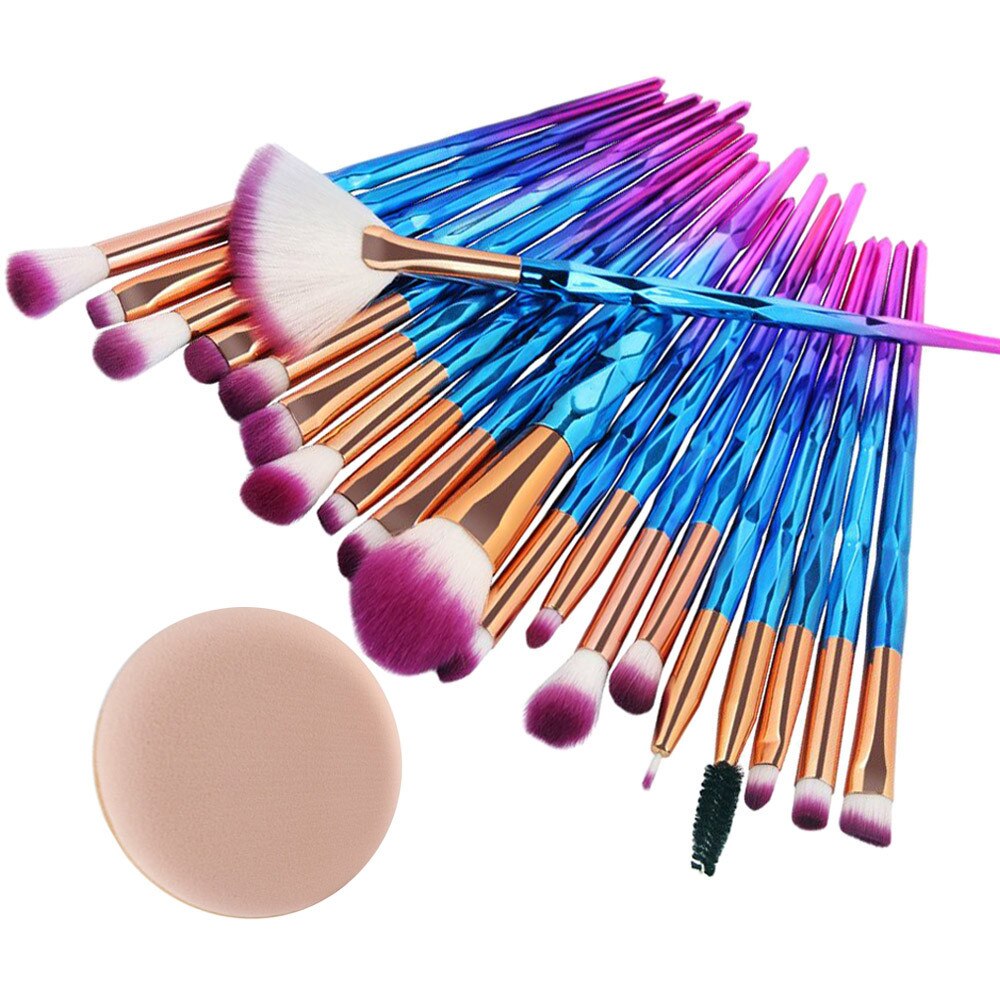 MAANGE 20 piezas brochas de maquillaje de diamantes Set base de polvo rubor mezcla de sombra de ojos labios cosméticos belleza maquillaje pincel: A