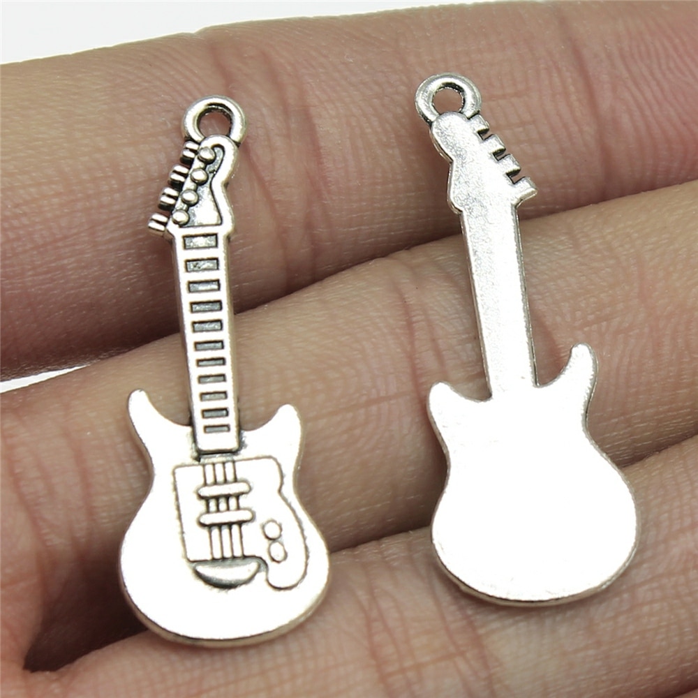 Wysiwyg 10Pcs Charms Electic Gitaar 35X12Mm Antiek Maken Hanger Fit Vintage Tibetaans Zilveren Kleur Diy Handgemaakte sieraden